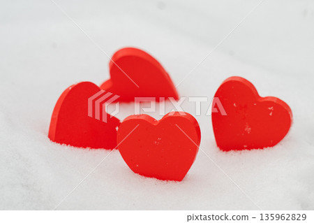 red hearts on the snow= red hearts on the snow= 135962829
