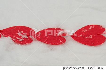 red hearts on the snow= red hearts on the snow= 135962837