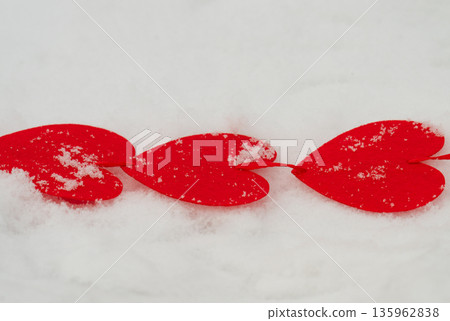red hearts on the snow= red hearts on the snow= 135962838