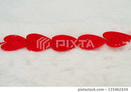 red hearts on the snow= red hearts on the snow= 135962839