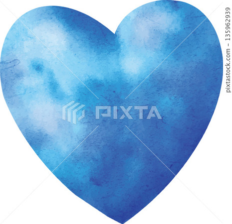 a hand-drawn blue heart in watercolor, vector 135962939