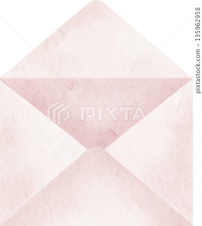 Watercolor illustration of a soft pink open envelope, vector Watercolor illustration of a soft pink open envelope, vector 135962958