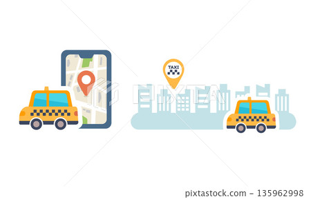 Operation image of booking a car using a ride-hailing app 135962998