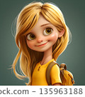 Cute blonde girl with a backpack. 135963188