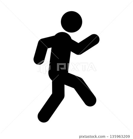Jumping icon pictogram showing dynamic movement, action, agility, and physical activity 135963209