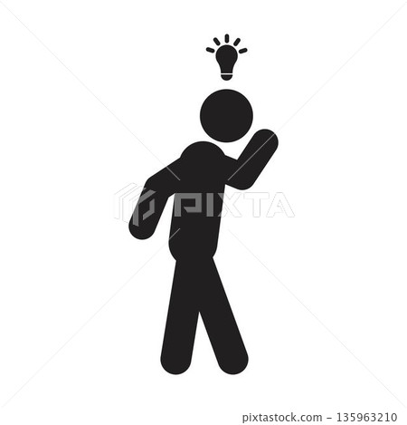 Thinking icon pictogram symbol with idea bulb representing creativity, inspiration, innovation, and problem solving 135963210