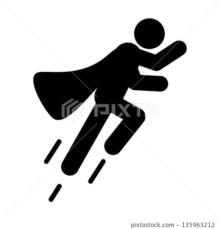 Flying icon pictogram symbol representing superhero power, freedom, speed, and imagination Flying icon pictogram symbol representing superhero power, freedom, speed, and imagination 135963212