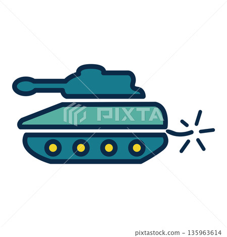 Tank Battle Icon for Fireworks or Independence Day on 4th of July 135963614