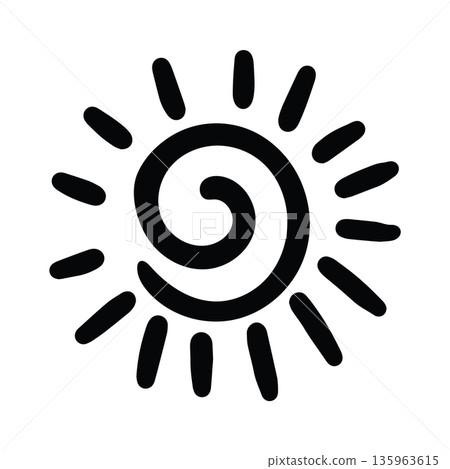 Sun icon Hand Drawn Thick Black Lines Sun icon Hand Drawn Thick Black Lines 135963615