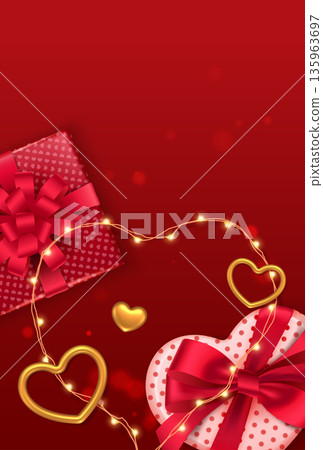 Valentines Day Background with Gifts and Hearts Valentines Day Background with Gifts and Hearts 135963697