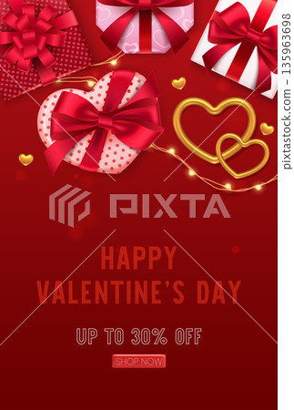 Valentines Day Background with Gifts and Hearts Valentines Day Background with Gifts and Hearts 135963698