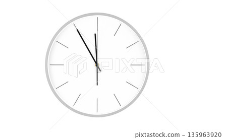 Modern Gray wall clock with minimalist design featuring clean white face 135963920