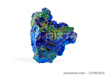 Raw Azurite-Malachite Stone with Deep Blue and Green Patterns Raw Azurite-Malachite Stone with Deep Blue and Green Patterns 135963928
