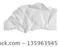 White paper pieces with ragged torn edges and curled corners. Isolated ripped sheets ideal 135963945