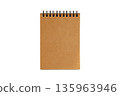 Spiral notebook mockup with blank pages and cardboard cover on white background. 135963946