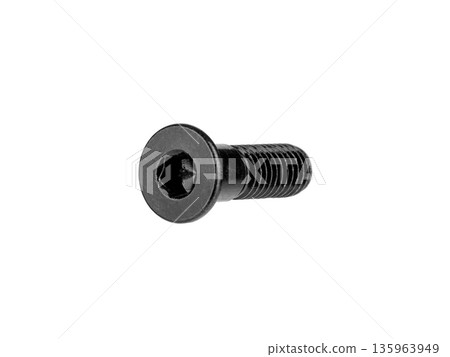 Black Countersunk Hex Socket Screw Isolated on White Background 135963949