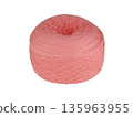 Bright Pink Yarn Ball on White Background 135963955