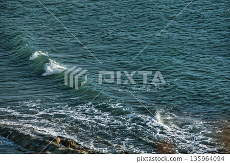 Sea waves off the coast near Vlora, Albania, August 2025. 135964094