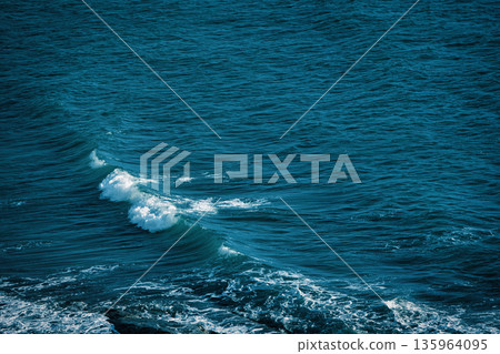 Sea waves off the coast near Vlora, Albania, August 2025. Sea waves off the coast near Vlora, Albania, August 2025. 135964095