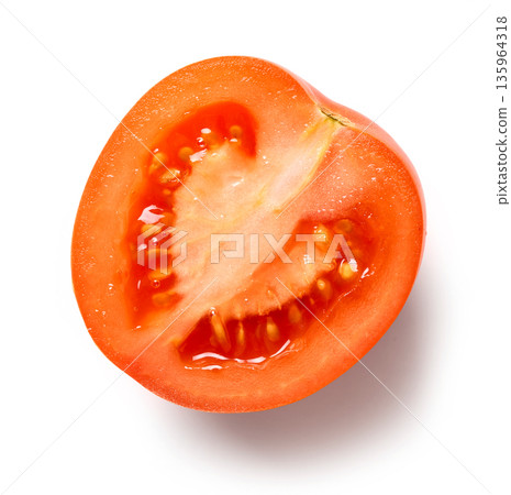 slice of fresh red tomato isolated on white background 135964318