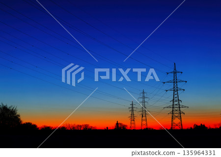 The sky before dawn and the tower The sky before dawn and the tower 135964331