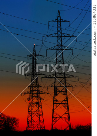 The sky before dawn and the tower The sky before dawn and the tower 135964333