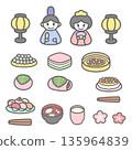 Cute Hinamatsuri illustration set 135964839