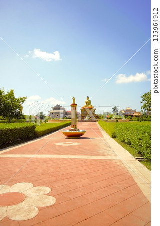 Buddha statues in Lumbini Temple, Nepal Buddha statues in Lumbini Temple, Nepal 135964912