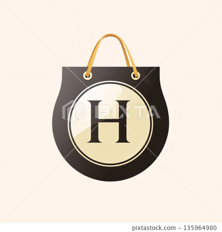 Vector illustration of a shopping bag with the letter H in it. Vector illustration of a shopping bag with the letter H in it. 135964980