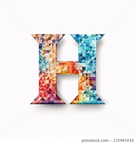 Alphabet letter h in low poly style. Polygonal font. Alphabet letter h in low poly style. Polygonal font. 135965038