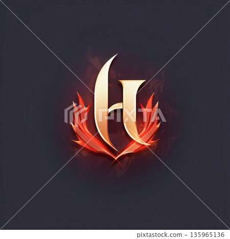 Initial letter H logo with fire flames. Luxury vector design elements. Initial letter H logo with fire flames. Luxury vector design elements. 135965136