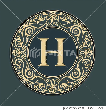 Luxury monogram design. Elegant letter H in vintage style. Vector illustration. 135965221