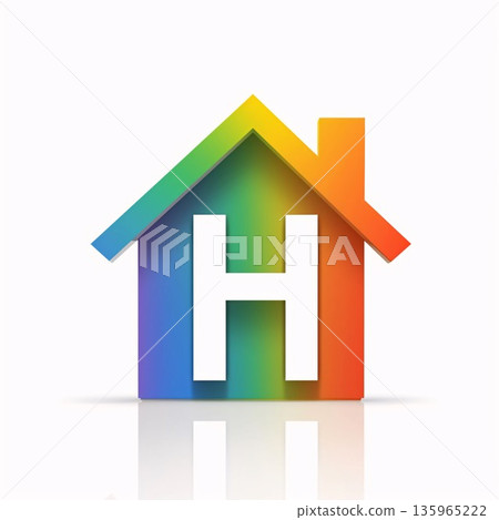House icon with letter H. Illustration on a white background. 135965222