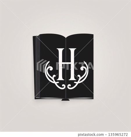 Book with the letter H in the Gothic style. Vector illustration. 135965272