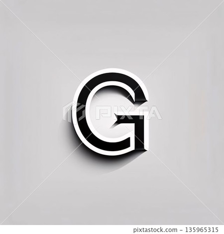 Vector illustration of black and white alphabet G, isolated on grey background. 135965315