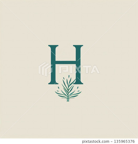Letter H logo icon design template elements. Initial letter logo with leaves Letter H logo icon design template elements. Initial letter logo with leaves 135965376
