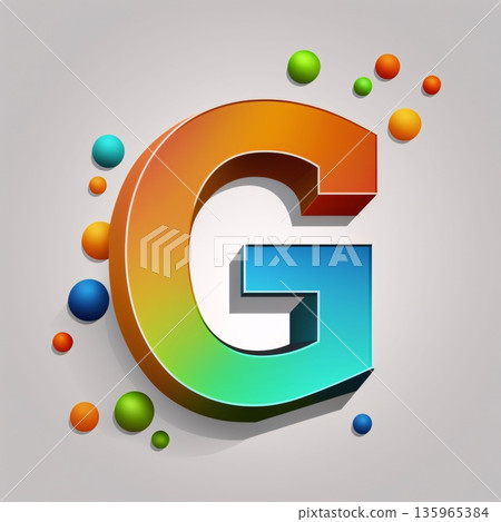 3D Letter G with Colorful Bubbles, Vector Illustration 3D Letter G with Colorful Bubbles, Vector Illustration 135965384