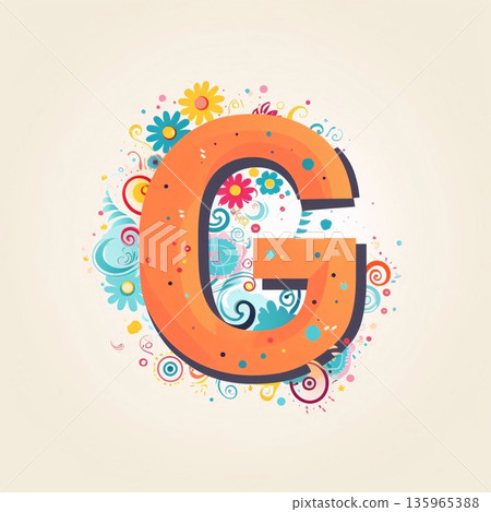 G letter with floral ornament, vector illustration. G is for G letter. G letter with floral ornament, vector illustration. G is for G letter. 135965388
