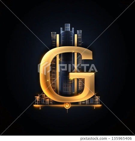 Vector illustration of the letter G in the form of a skyscraper Vector illustration of the letter G in the form of a skyscraper 135965406
