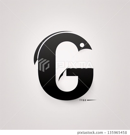 Black and white Letter G with a bird silhouette. Vector illustration. 135965458
