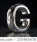 Silver metallic letter G uppercase on black background. 3d rendering 135965478