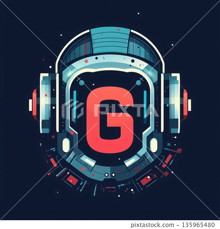 Vector illustration of the letter G in space. Futuristic style. 135965480
