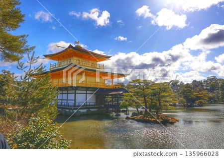 Blue sky and Kinkakuji Blue sky and Kinkakuji 135966028