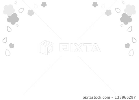 Gray cherry blossom and petal frame 135966297