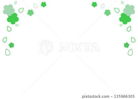 Green cherry blossom and petal frame Green cherry blossom and petal frame 135966305