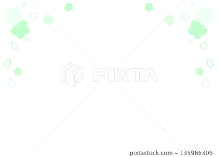 Light green cherry blossom and petal frame Light green cherry blossom and petal frame 135966306