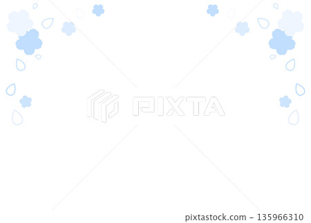 Light blue cherry blossom and petal frame Light blue cherry blossom and petal frame 135966310