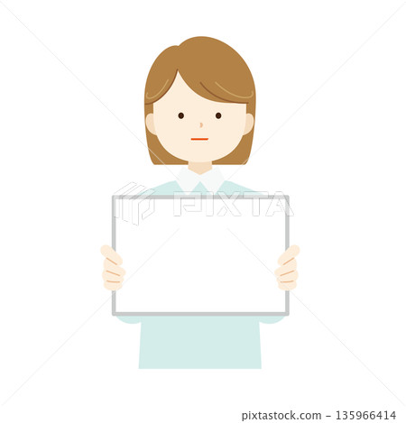 Illustration of a woman's upper body holding a flipboard Explanation, commentary, presentation 03 Illustration of a woman's upper body holding a flipboard Explanation, commentary, presentation 03 135966414