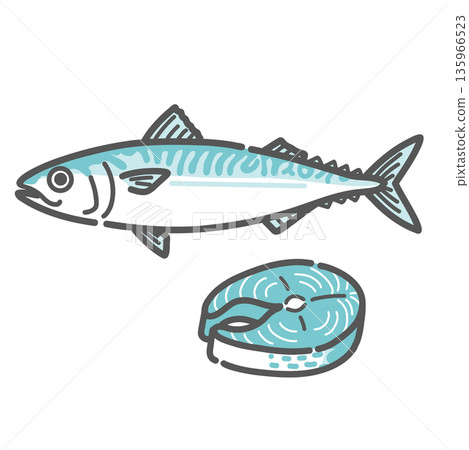 鯖魚插圖(DHA・EPA/藍魚/omega 3) 鯖魚插圖(DHA・EPA/藍魚/omega 3) 135966523