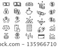 Minimal design icon set of investment and money US dollar display 135966710